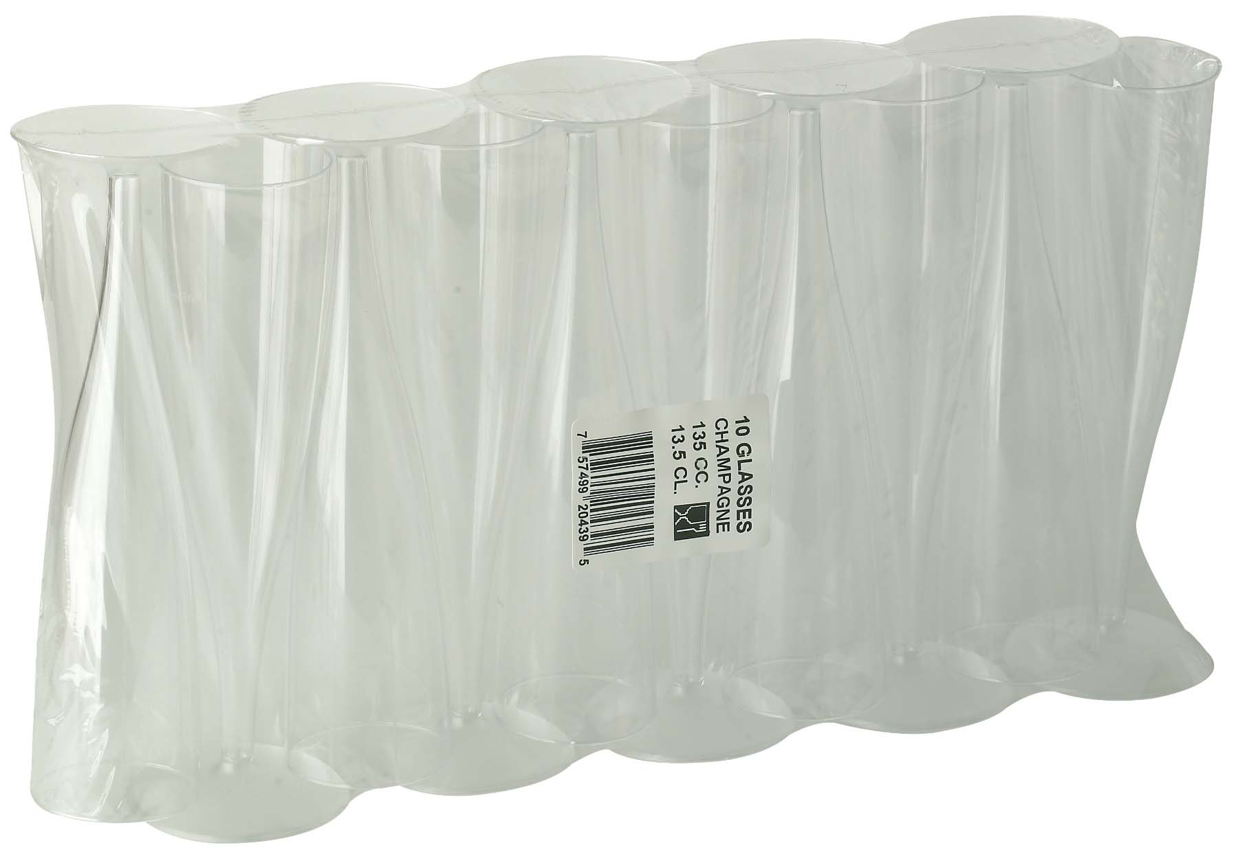 PLASTIC CHAMPAGNE FLUTES 10PK