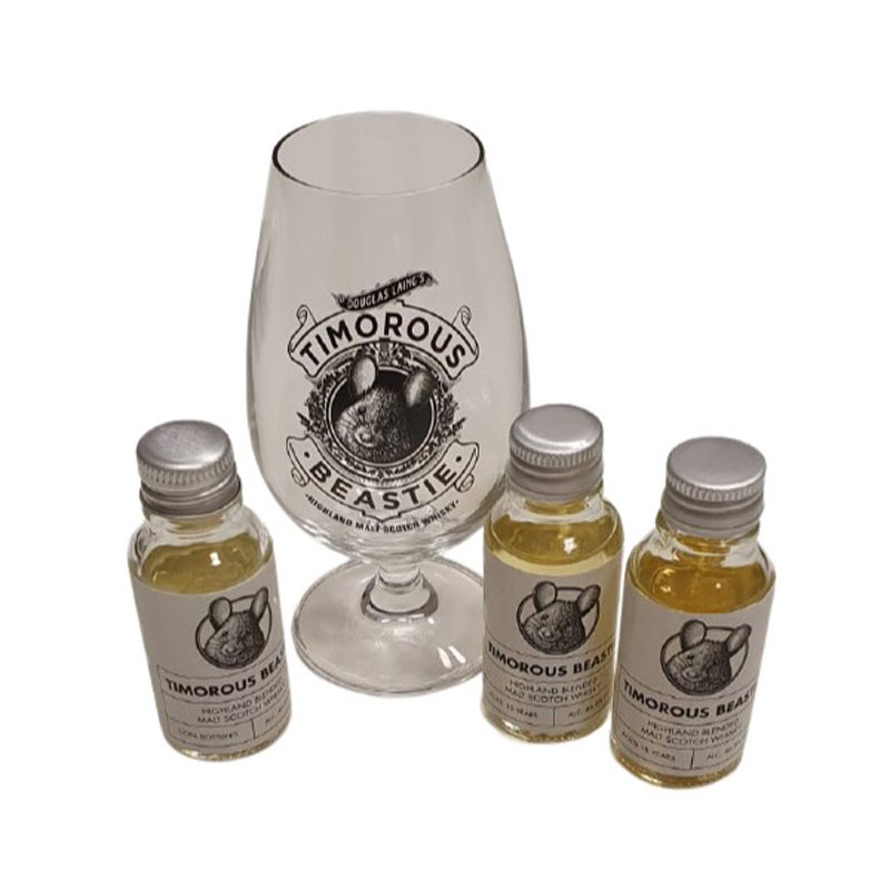 TIMOROUS BEASTIE GIFT PACK 3x5CL MINIATURES + BRANDED GLASS