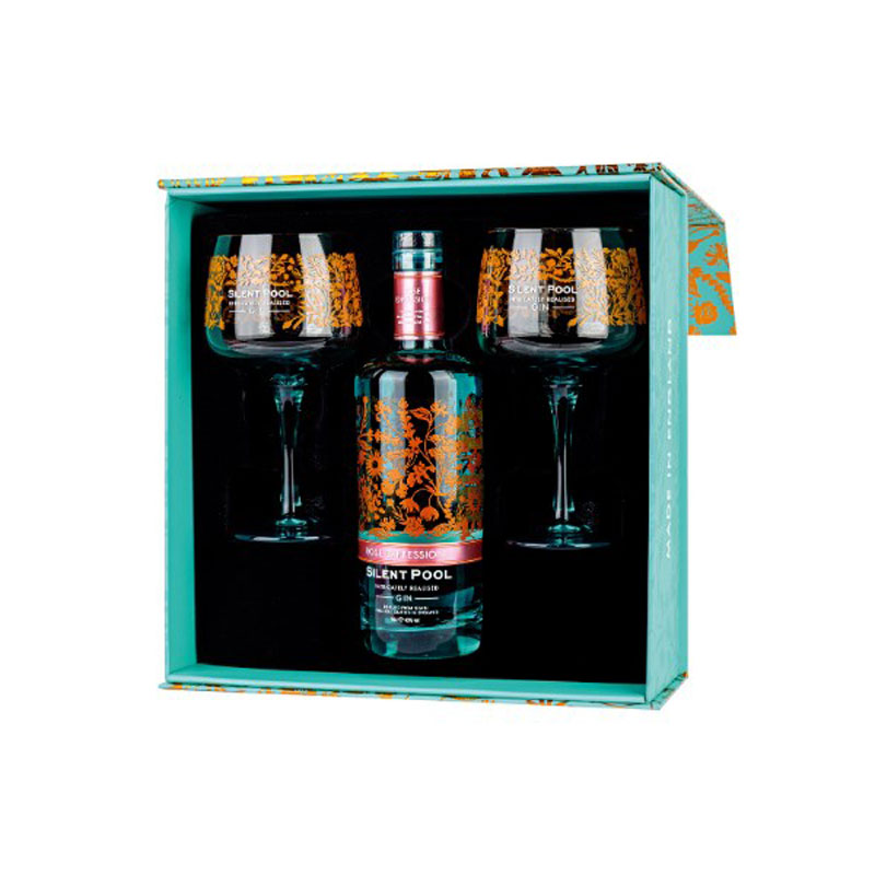SILENT POOL ROSE GIN GIFT SET 70CL + 2 COPA GLASSES