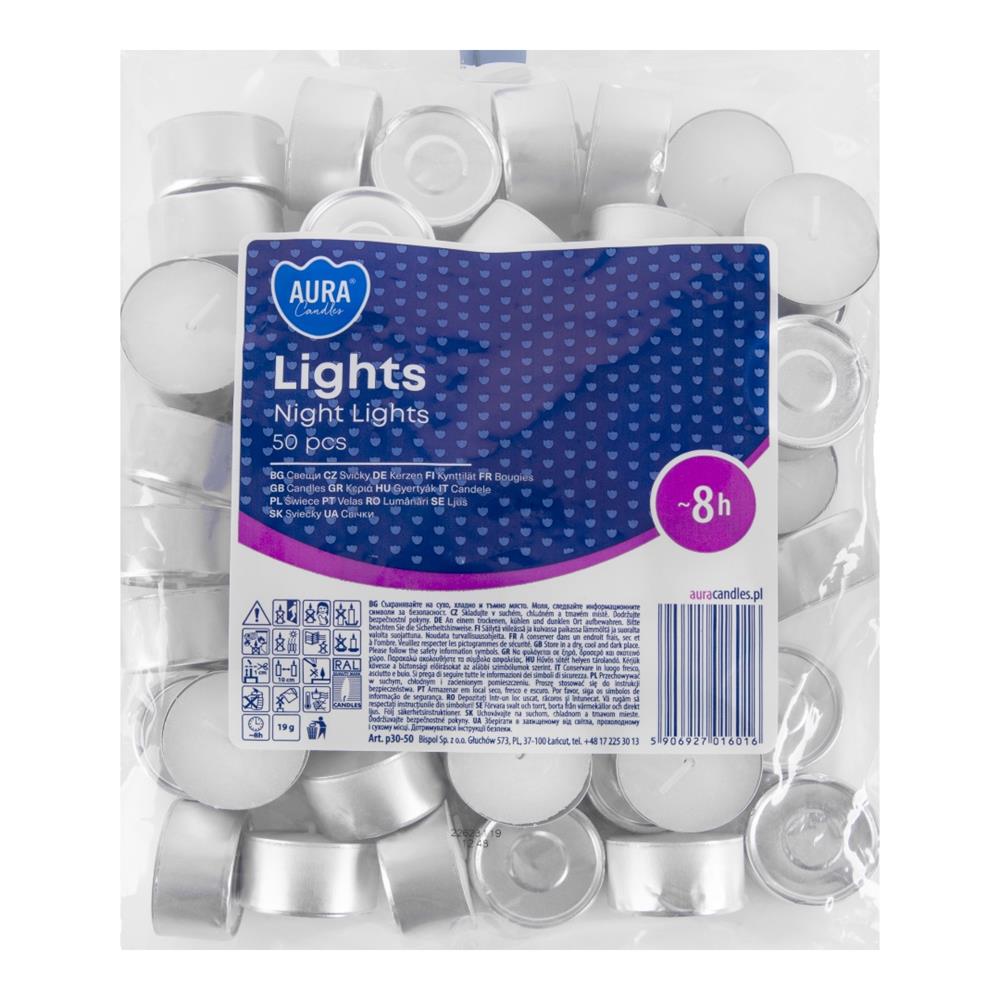 NIGHTLIGHT CANDLES (8 HOUR BURN) x 50