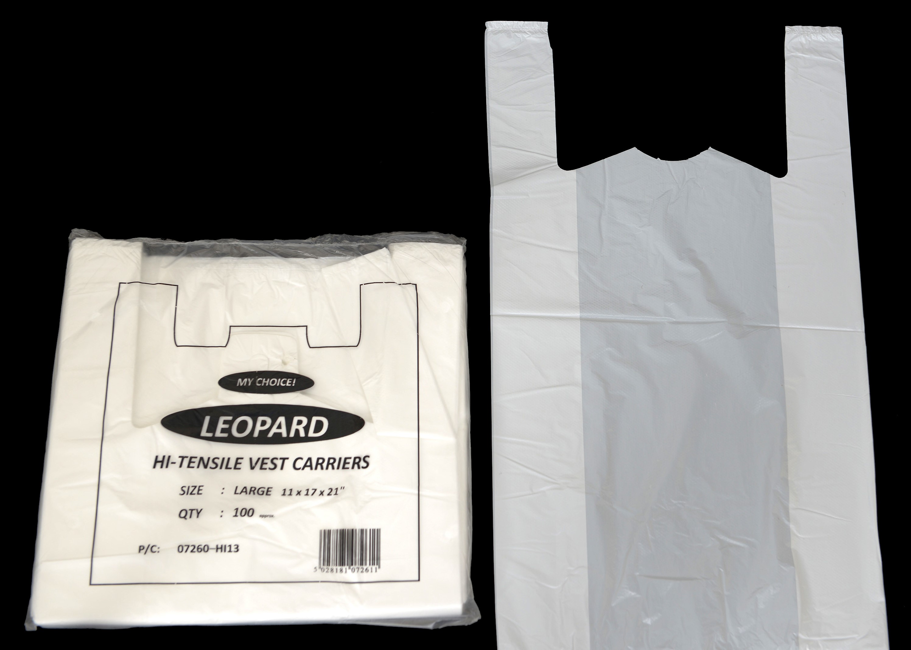 CARRIER BAGS x 100 280MM x 430MM x 550MM