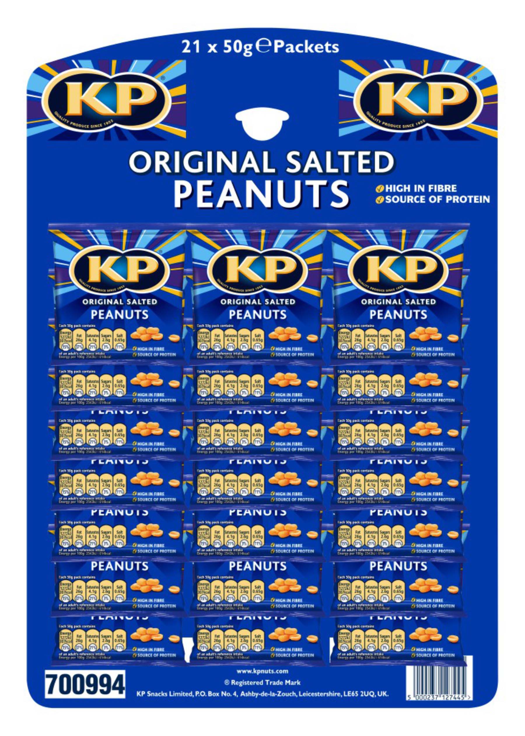 KP NUTS READY SALTED CARD 21 x 50G