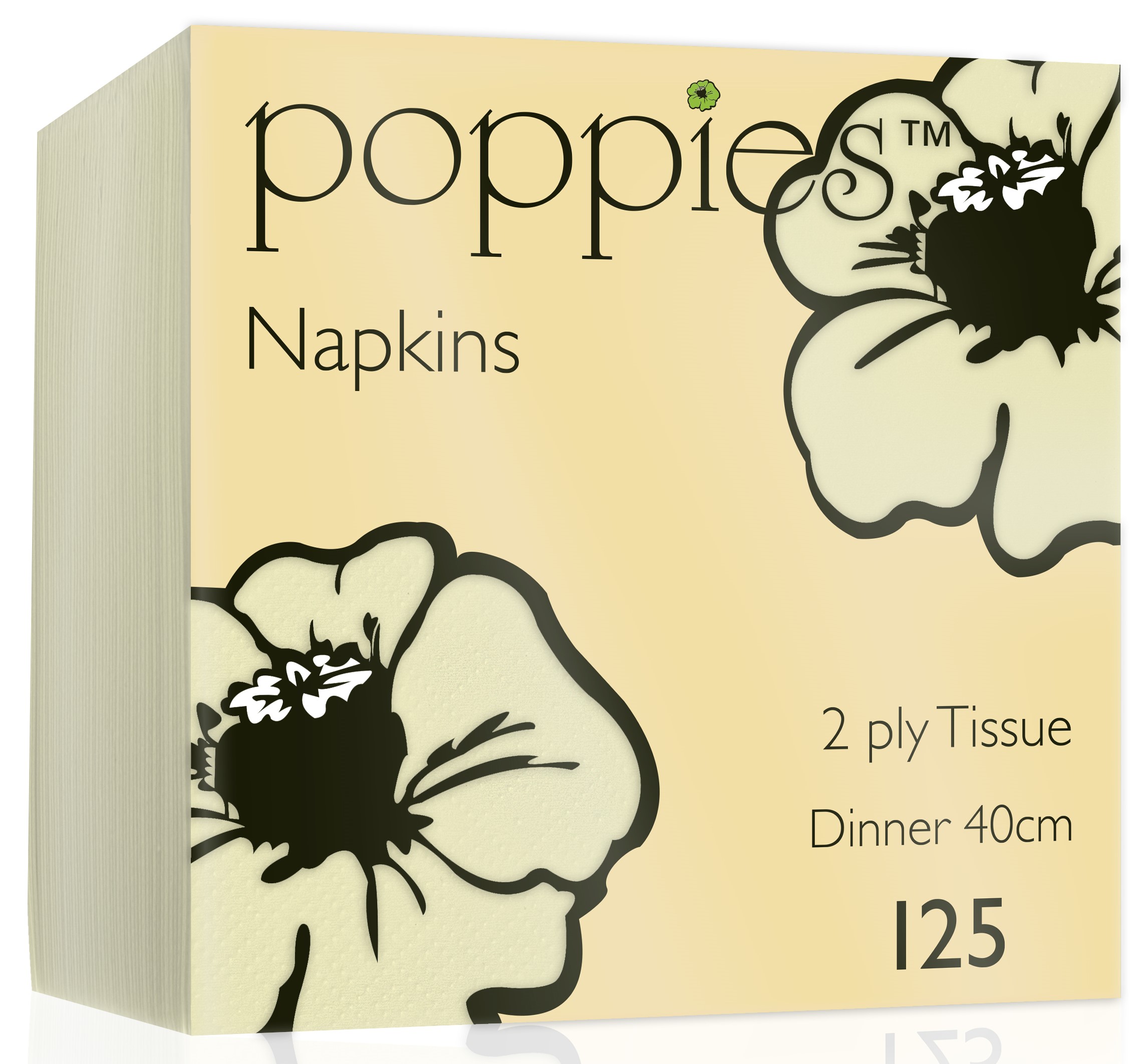 BUTTERMILK SERVIETTES 40CM 2PLY POPPIES 125pack