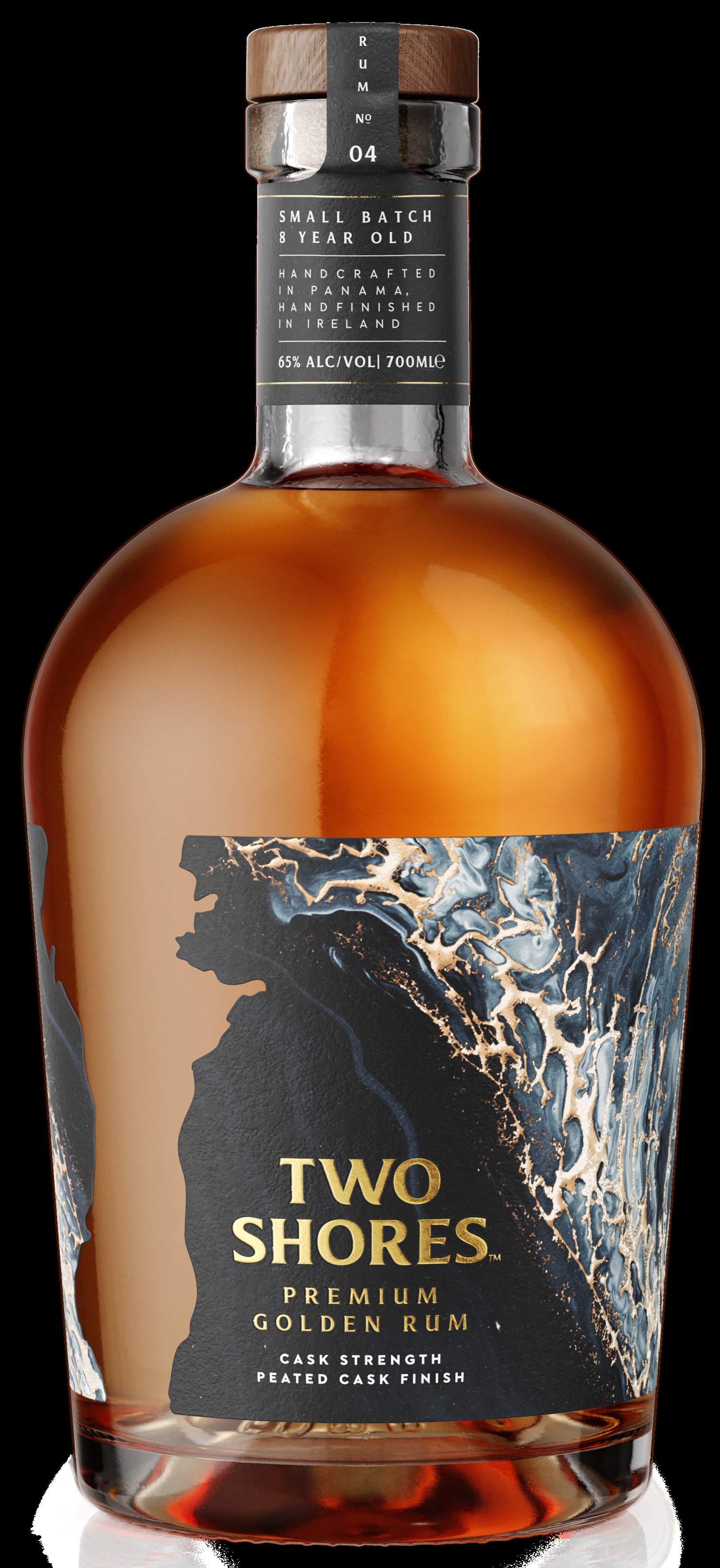 TWO SHORES PEATED CASK STRENGTH RUM 65% 70CL