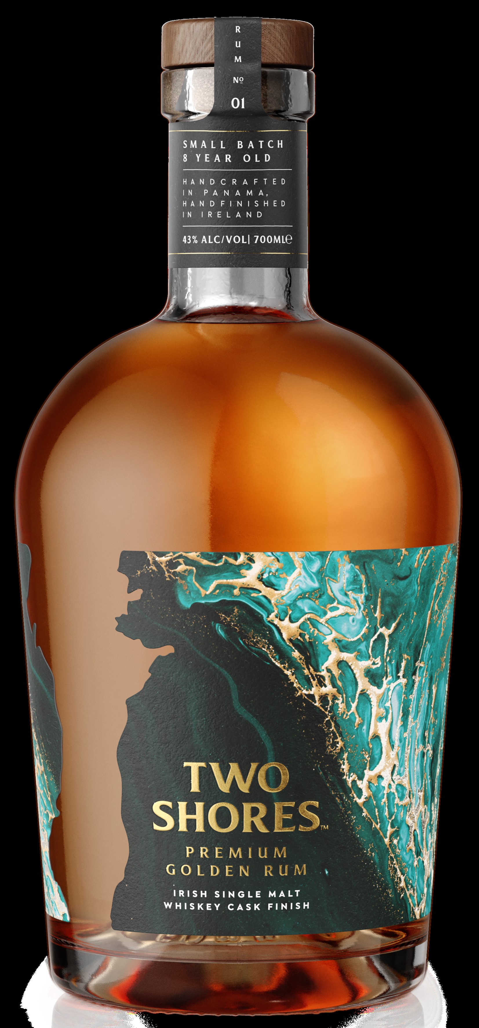 TWO SHORES SINGLE MALT CASK FINISH RUM 43% 70CL