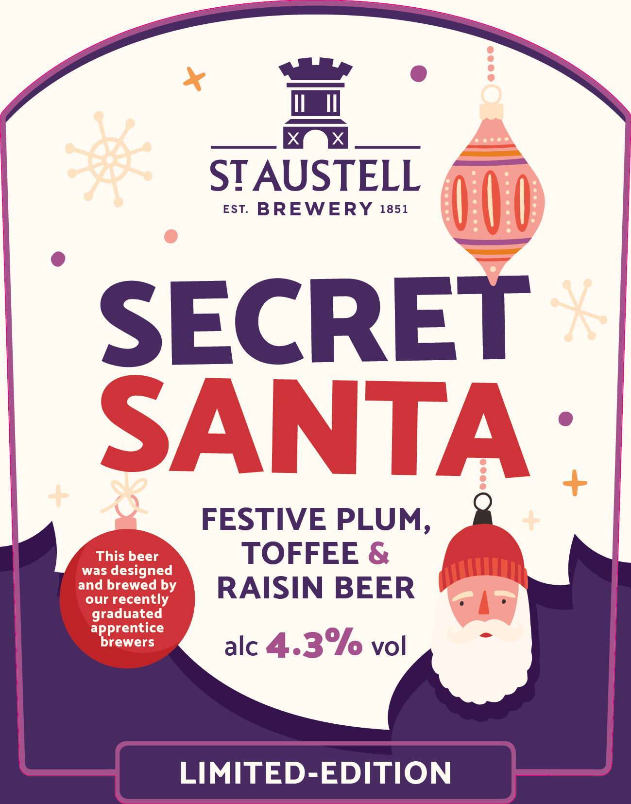 ST AUSTELL SECRET SANTA 4.3% 9GALL CASK PLUM, TOFFEE & RAISIN BEER