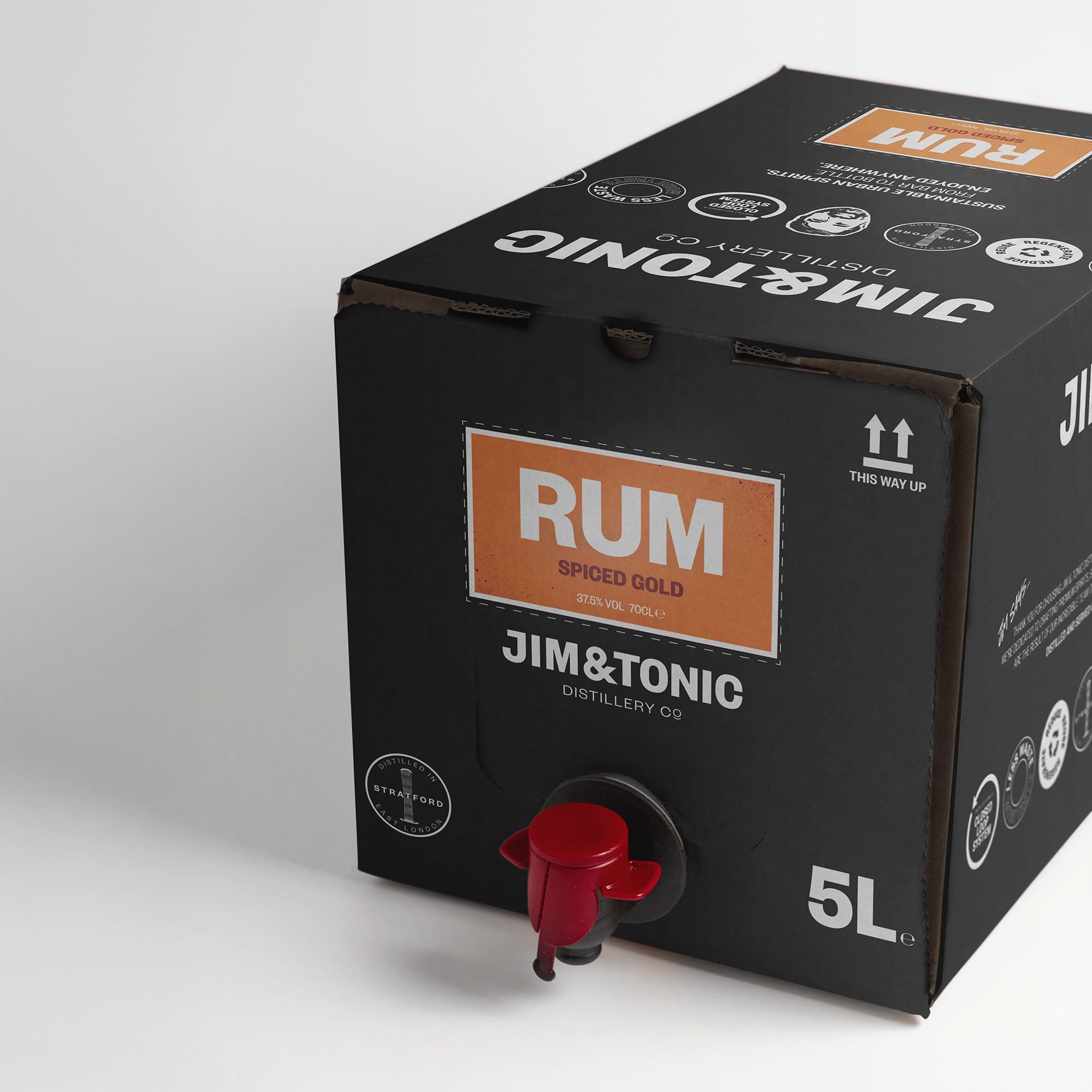 JIM AND TONIC SPICED RUM 37.5% 5LTR BIB