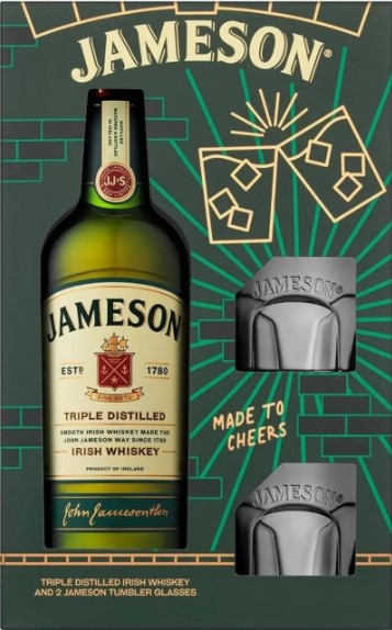 JAMESON ORIGINAL GIFT SET WITH 2 TUMBLERS 40% 70CL