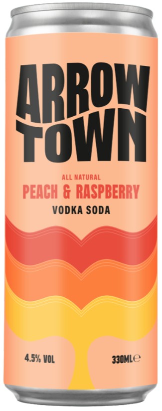 ARROWTOWN PEACH & RASPBERRY VODKA SODA12X330ML 4.5% CANS